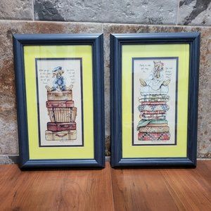 Carpentree Framed Wall Print Bear & Bible Inspirational Words Set of 2